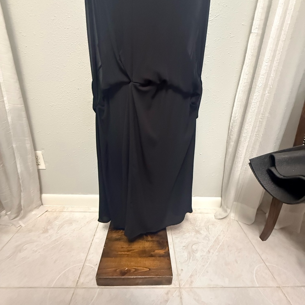 Kate Spade Black 100% Silk Chiffon Halter Gown Dress with Satin Bow - Picture 10 of 12